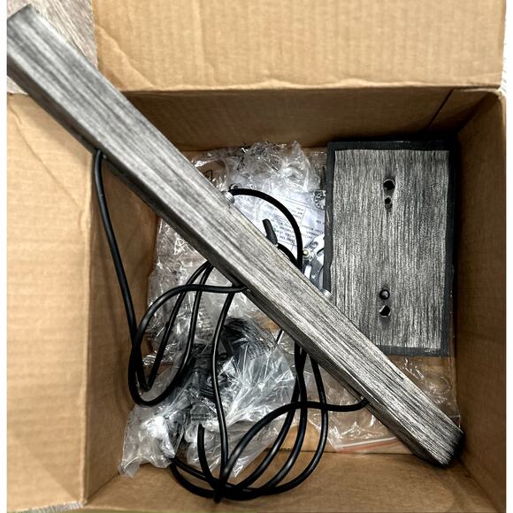 1 Betisa 3-light Antique Black/Gray and Faux Wood Grain Finish - Picture 6 of 6